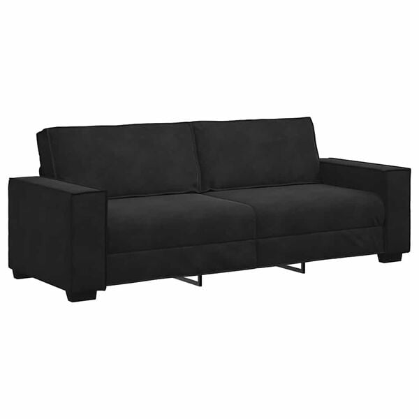 vidaXL Sof&aacute; de 3 plazas terciopelo negro 220x78x84 cm