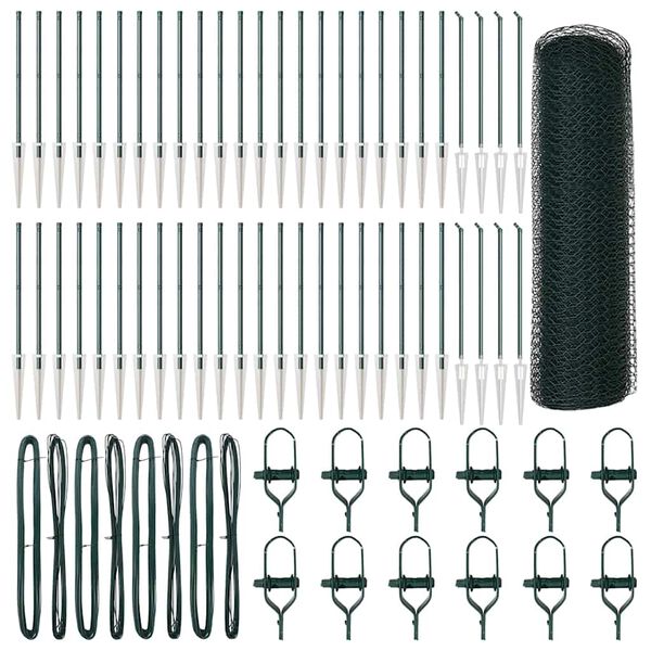 vidaXL Poste de Valla Verde 100 x 0,8 m (malla de 13 mm) Acero y PVC