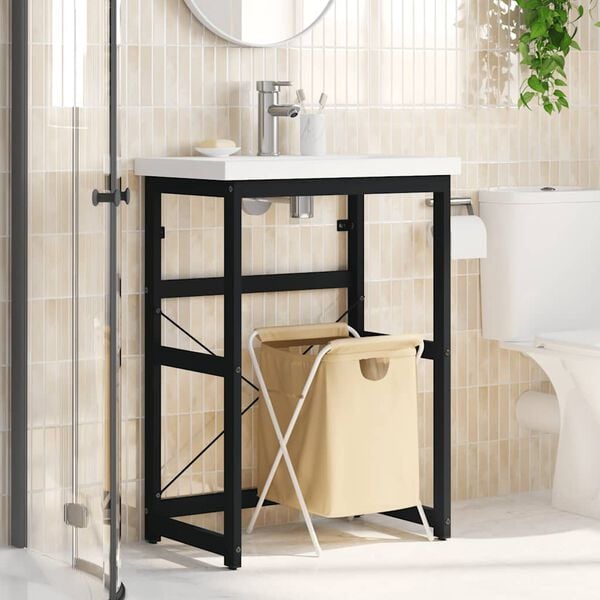 vidaXL Estructura de lavabo de hierro negro 59x38x83 cm