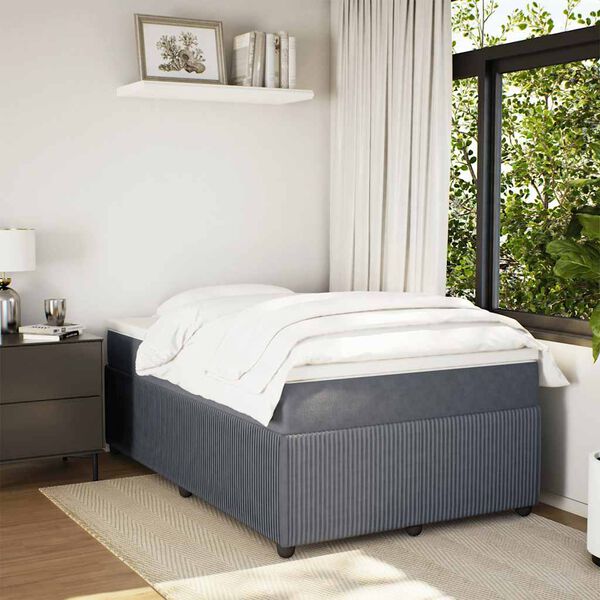 vidaXL Cama box spring con colch&oacute;n terciopelo gris oscuro 120x200 cm