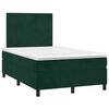 vidaXL Cama box spring colch&oacute;n y LED terciopelo verde oscuro 120x190cm