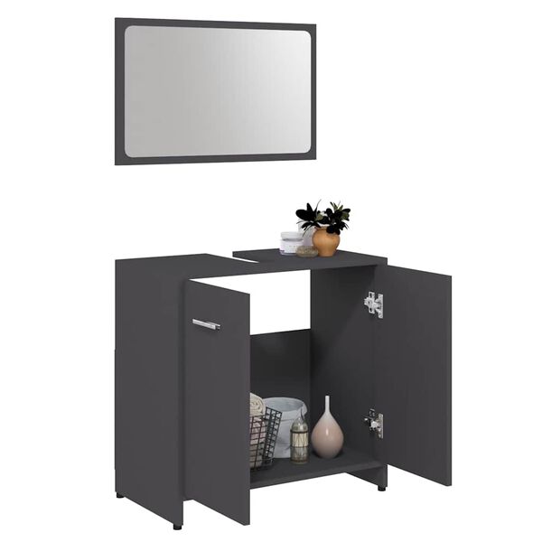 vidaXL Set de muebles de ba&ntilde;o madera contrachapada gris