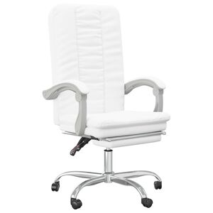vidaXL Silla de oficina reclinable cuero sint&eacute;tico blanco