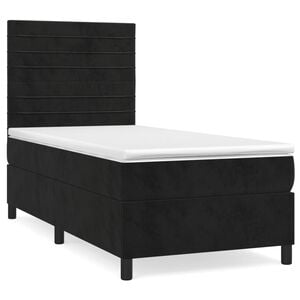 vidaXL Cama box spring con colch&oacute;n terciopelo negro 80x200 cm