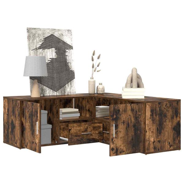 vidaXL Mueble de esquina madera ingenier&iacute;a roble ahumado 200x40x45 cm