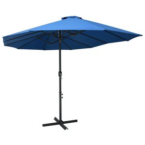 vidaXL Sombrilla de jard&iacute;n con palo de aluminio azul 460x270 cm
