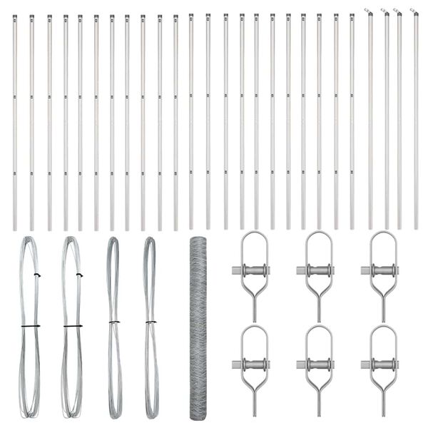 vidaXL Poste de Valla Plateado 50 x 1,6 m (malla de 50 mm) Acero