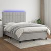 vidaXL Cama box spring colch&oacute;n y luces LED tela gris claro 140x190 cm