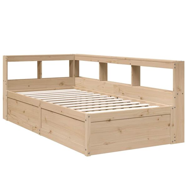 vidaXL Cama con estanter&iacute;a sin colch&oacute;n madera maciza de pino 75x190 cm