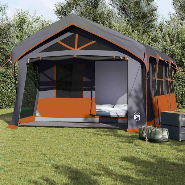 vidaXL Carpas con techo Gris y naranja 620 x 322 x 240 cm Poliéster