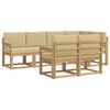 vidaXL Conjunto de sof&aacute;s de exterior 7 uds. y Beige Poli&eacute;ster