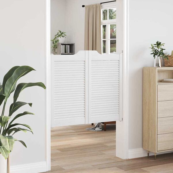 vidaXL Puertas batientes dise&ntilde;o de lamas 2 par blanco 90x100 cm