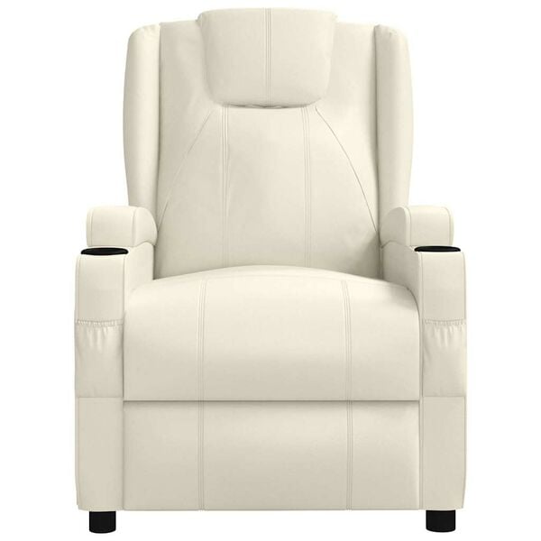 vidaXL Sill&oacute;n reclinable de cuero sint&eacute;tico blanco crema