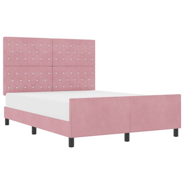 vidaXL Cama tipo Box Spring con cabecera Rosa 140 x 200 cm Terciopelo