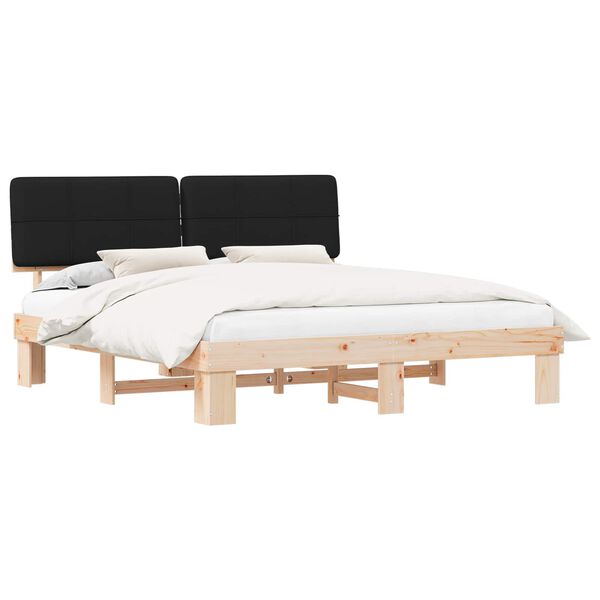 vidaXL Estructura de Cama con Cabecera Tapizada Negro 200 x 200 cm