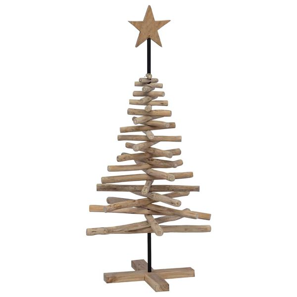 vidaXL Árbol de Navidad Marrón 120 cm Madera de teca maciza