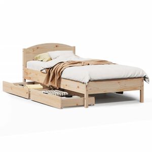 vidaXL Estructura de cama sin colch&oacute;n madera maciza de pino 100x200 cm