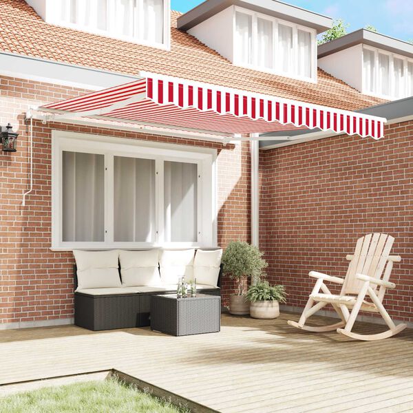 vidaXL Toldo Retr&aacute;ctil Manual Rojo y 350 x 250 cm tela