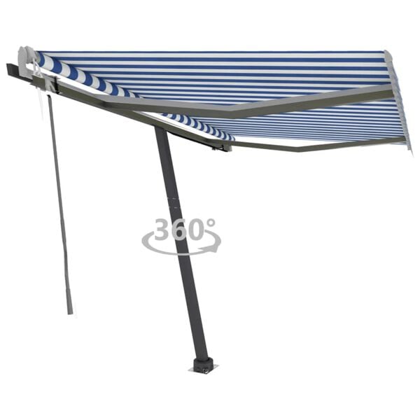vidaXL Toldo de pie autom&aacute;tico azul y blanco 300x250 cm