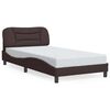 vidaXL Estructura de cama sin colch&oacute;n Hvar tela marr&oacute;n oscuro 100x200 cm