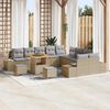 vidaXL Conjunto de sof&aacute;s de jard&iacute;n con coj&iacute;n 13 pcs Beige Polirat&aacute;n