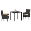 vidaXL Conjunto de Comedor de Jardín 3 pcs Negro ratán sintético