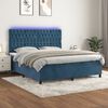 vidaXL Cama box spring colch&oacute;n y LED terciopelo azul oscuro 160x200 cm