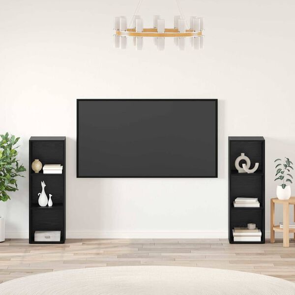 vidaXL Conjunto de mueble de TV 2 pcs Roble Negro 107 x 35 x 37 cm