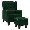 vidaXL Sillón con reposapiés tela verde oscuro