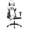 vidaXL Silla gaming de masaje cuero sint&eacute;tico blanco y negro