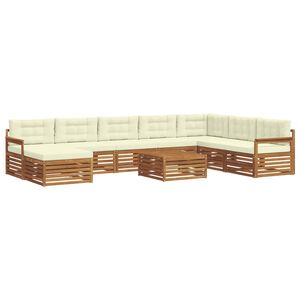 vidaXL Juegos de sof&aacute;s 9 pcs Natural y Crema Madera de Acacia S&oacute;lida