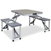 vidaXL Mesa de camping plegable con 4 asientos acero aluminio