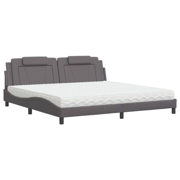 vidaXL Cama Viana con colch&oacute;n cuero sint&eacute;tico gris 200x200 cm