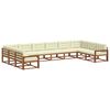 vidaXL Conjunto de sof&aacute;s de exterior con coj&iacute;n 10 pcs Natural y Crema