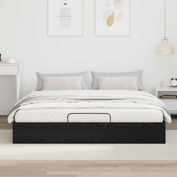 vidaXL Estructura de Cama Ottoman Roble Negro 193 x 120 x 25 cm