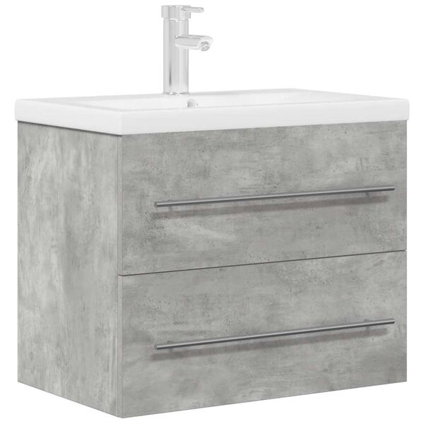 vidaXL Set muebles de baño 2 piezas madera contrachapada gris hormigón