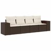 vidaXL Set de sof&aacute;s de jard&iacute;n 4 pzas y cojines rat&aacute;n sint&eacute;tico marr&oacute;n