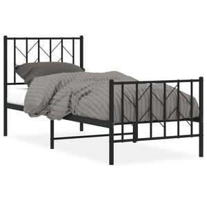 vidaXL Estructura cama sin colch&oacute;n con estribo metal negro 75x190 cm