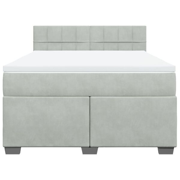 vidaXL Cama box spring con colch&oacute;n terciopelo gris claro 140x200 cm