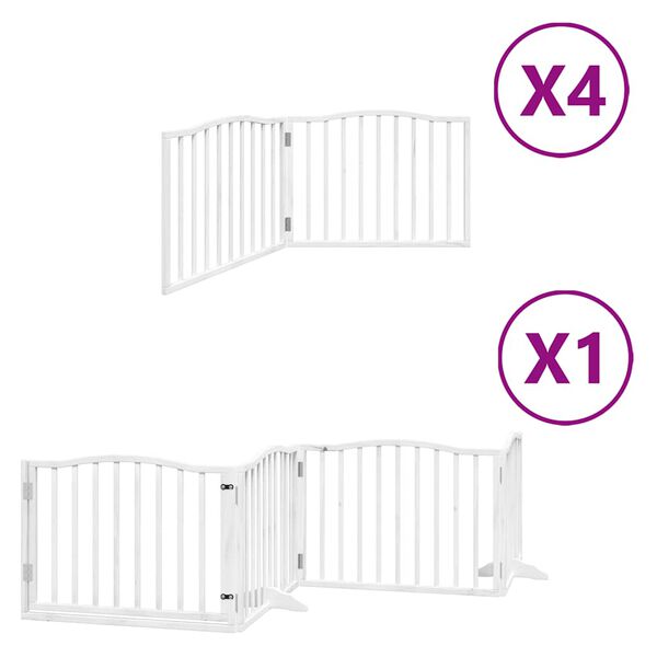 vidaXL Puerta de perros plegable 12 paneles madera &aacute;lamo blanca 960 cm