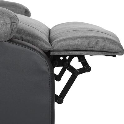 vidaXL Sillón reclinable de cuero sintético y tela gris claro