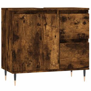vidaXL Armario de ba&ntilde;o madera contrachapada roble ahumado 65x33x60 cm