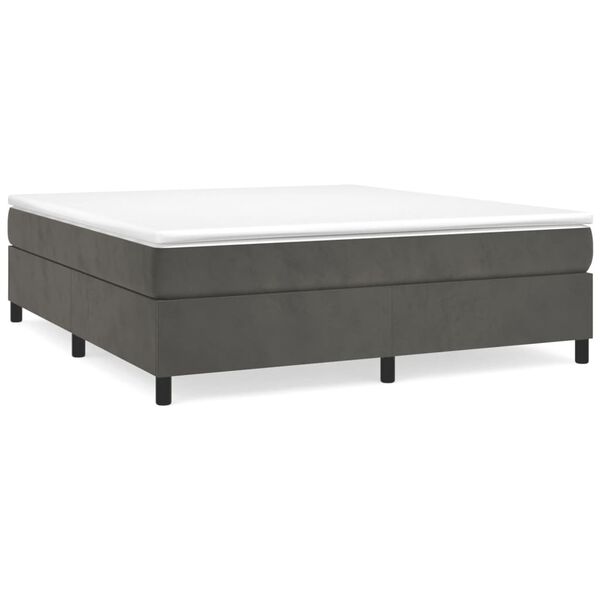 vidaXL Cama box spring con colch&oacute;n terciopelo gris oscuro 200x200 cm