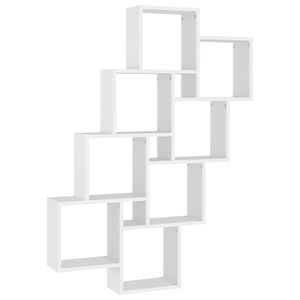 vidaXL Estante de cubo pared madera contrachapada blanco 90x15x119 cm
