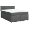 vidaXL Cama box spring con colch&oacute;n tela gris oscuro 140x190 cm