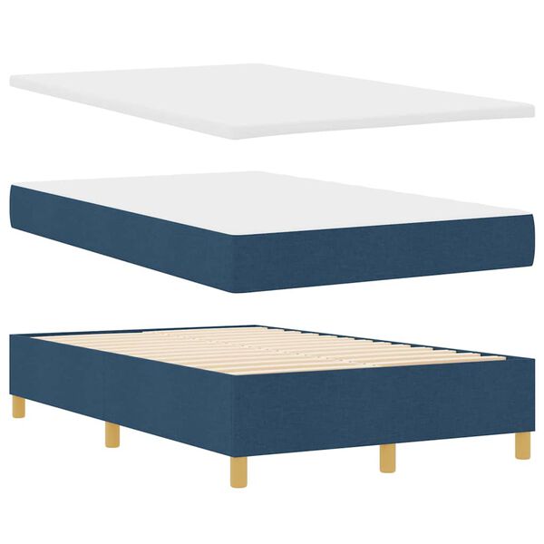 vidaXL Cama tipo Box Spring con colch&oacute;n Azul 120 x 190 cm tela