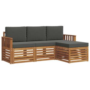 vidaXL Conjunto de sof&aacute;s de exterior 4 uds. Natural y Antracita