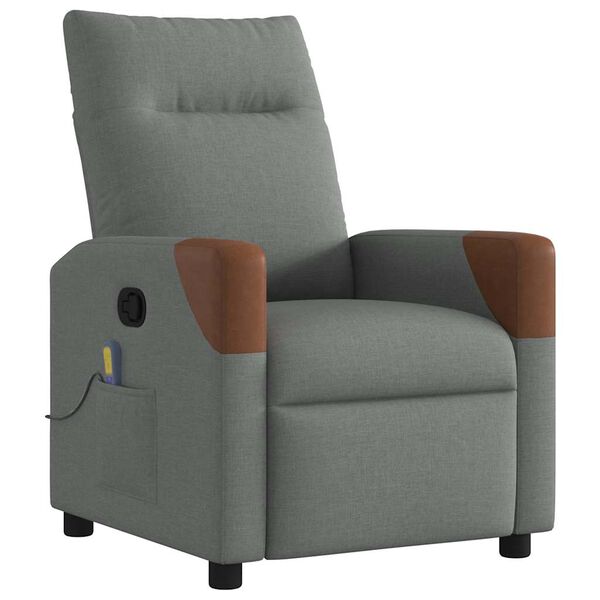 vidaXL Sill&oacute;n reclinable de masaje de tela gris oscuro