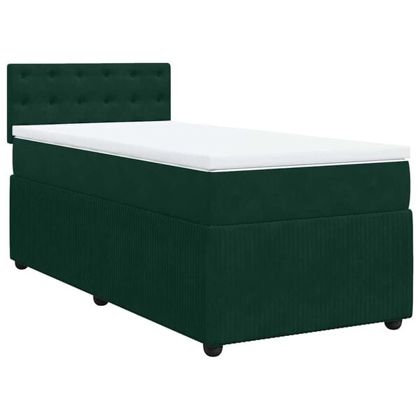 vidaXL Cama box spring con colch&oacute;n terciopelo verde oscuro 80x200 cm