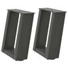 vidaXL Patas para mesa de centro en forma de U (2 unidades), antracita, 30 x (30-31) cm, acero